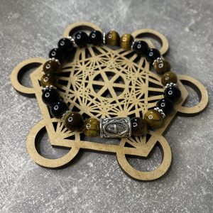 bracelet protection réussite, rune sowelu onyx et oeil de tigre