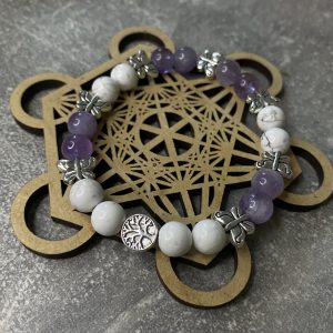 bracelet gestion des émotions artisanal améthyste et howlite
