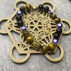 Bracelet protection onyx et oeil de tigre artisanal